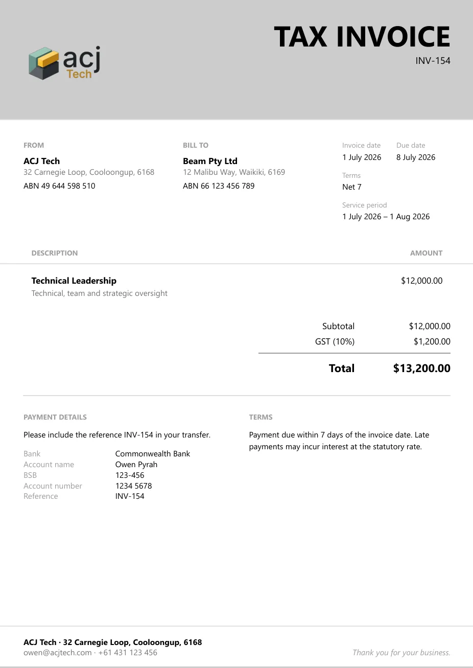 Quivva invoice PDF